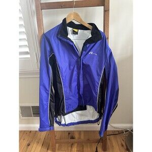 VINTAGE NASHBAR Large Full Zip Cycling Windbreaker Jacket Back POCKET PURPLE